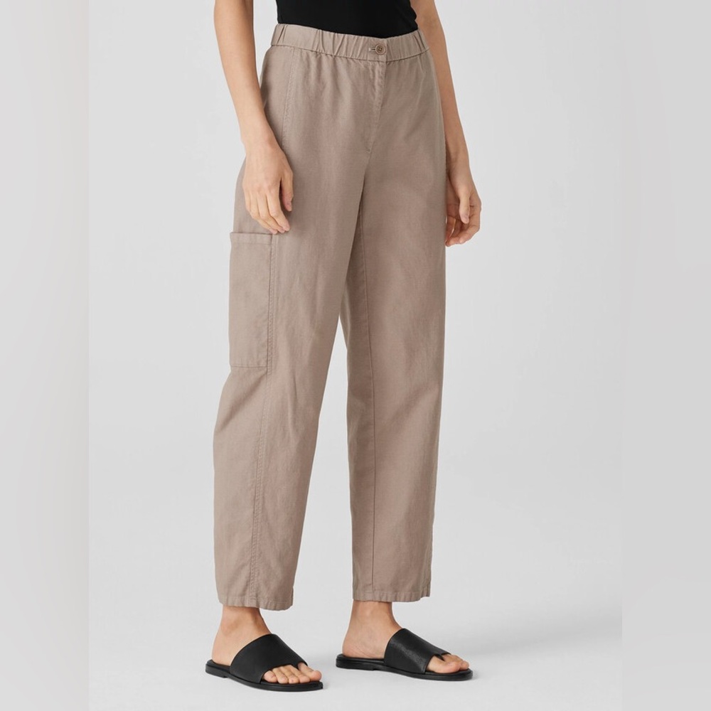 Eileen Fisher Taupe Straight-Leg Pants